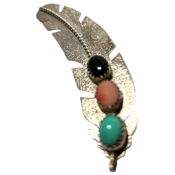 Vintage Navaho Sterling Silver Feather Brooch by Native American Artist W Begay - Picture 12 of 14
